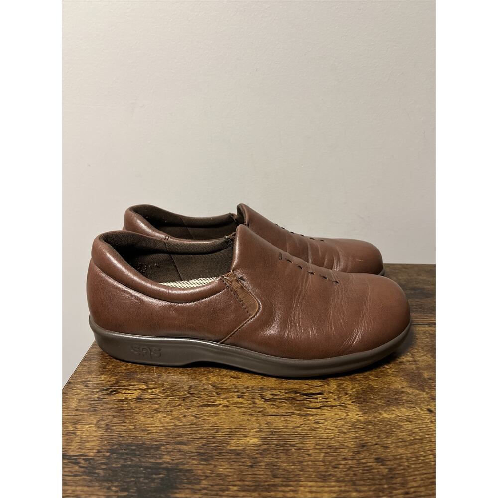 SAS Viva Leather Comfort Slip On Shoe Women’s Sz 6.5M Brown, Tripad Comfort